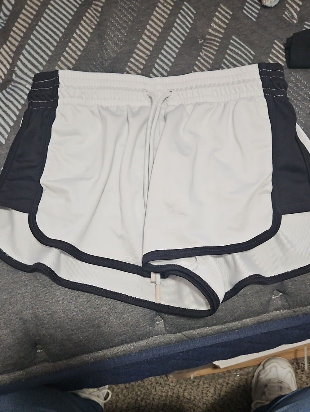 Athletic Works White Women’s Running Shorts with Black Trim